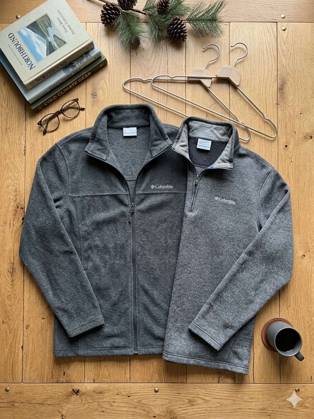 Columbia Fleece Bundle Men’s Medium | Gray Full Zip & Quarter Zip Pullover Set